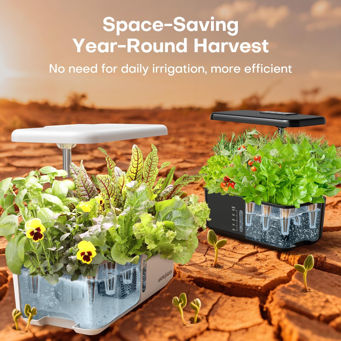 Ahopegarden Indoor Garden Hydroponics Growing System: 10 Pods Plant Germination Kit Herb Vegetable Growth Lamp Countertop with LED Grow Light - Hydrophonic Planter Grower Harvest Lettuce