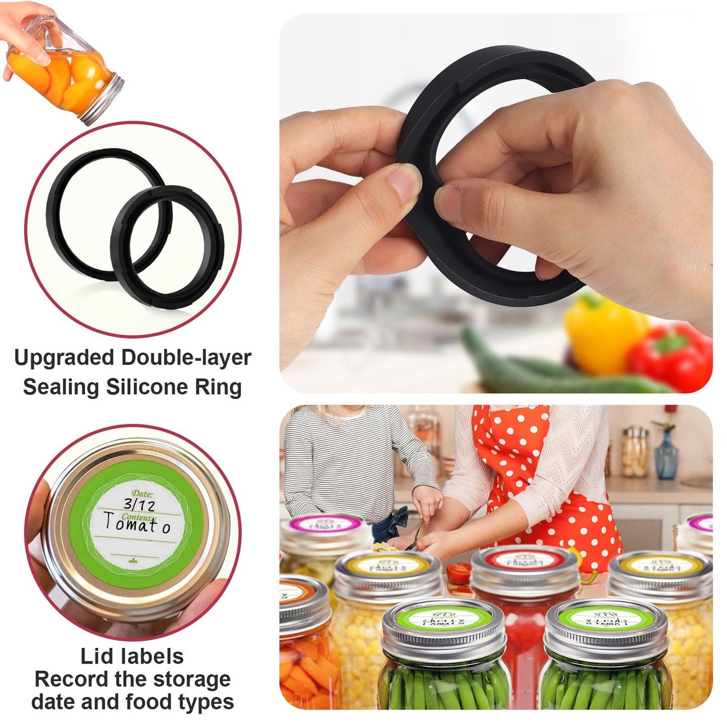 M11 Electric Mason Jar Vacuum Sealer Kit - with Wide and Regular Mouth Mason Lids, Jar Vacuum Sealer for Canning Jars, Vacuum Sealing Machine for Food Storage Black