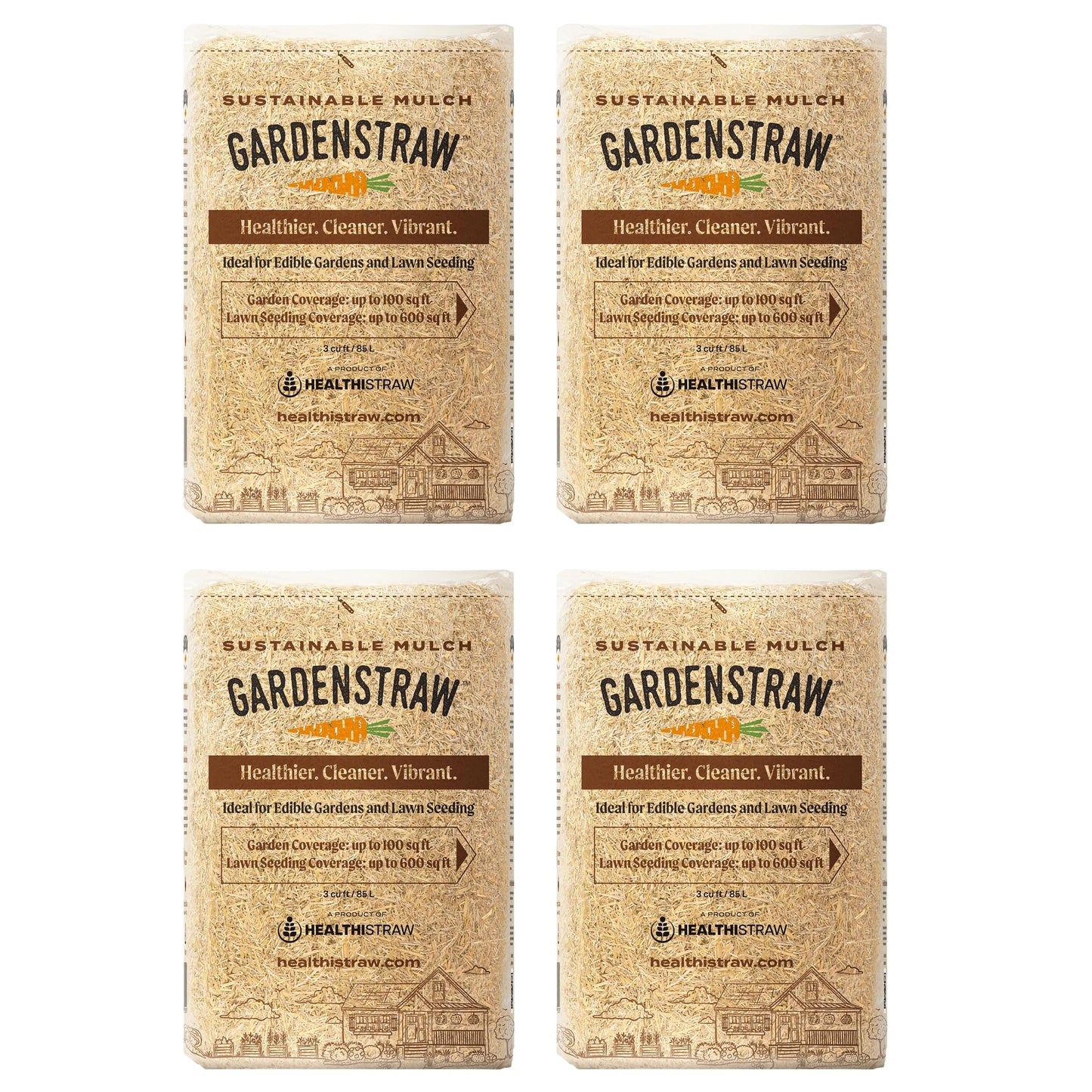 GardenStraw, 3 cu ft (20 lbs) Pack of 1 – All-Natural Mulch for Gardens, Vegetables Lawn Seeding – Water-Conserving, Weed-Suppressing Wheat Straw – Cleaned, Sustainably Sourced