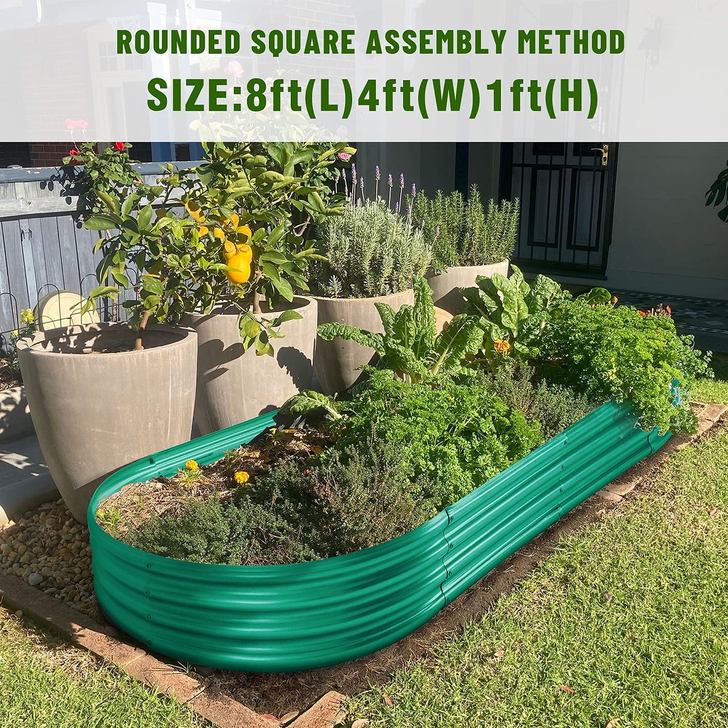 Land Guard Galvanized Raised Garden Bed Kit, Galvanized Planter Garden Boxes Outdoor, Oval Large Metal Raised Garden Beds for Vegetables…………