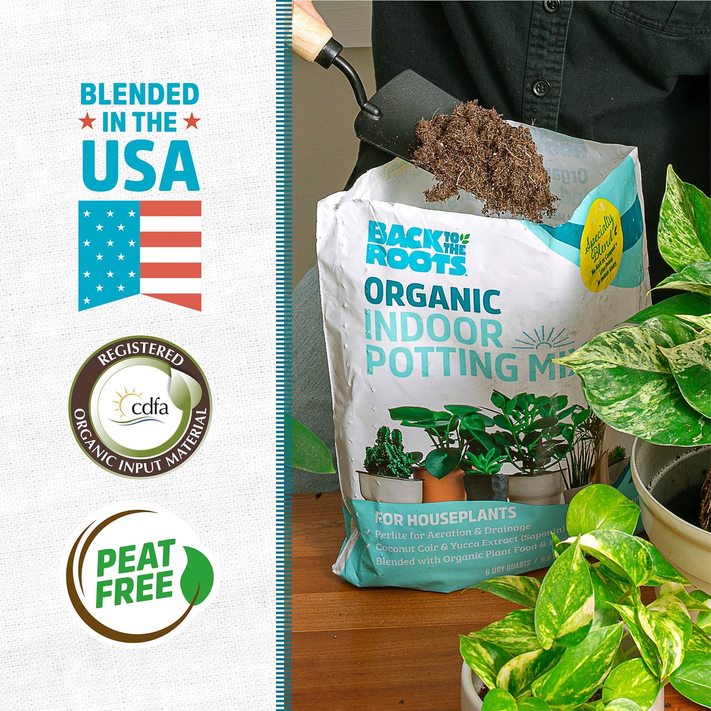 Back to the Roots 100% Organic Potting Mix (Value 12 Quart) | Premium Blend | Made in The USA