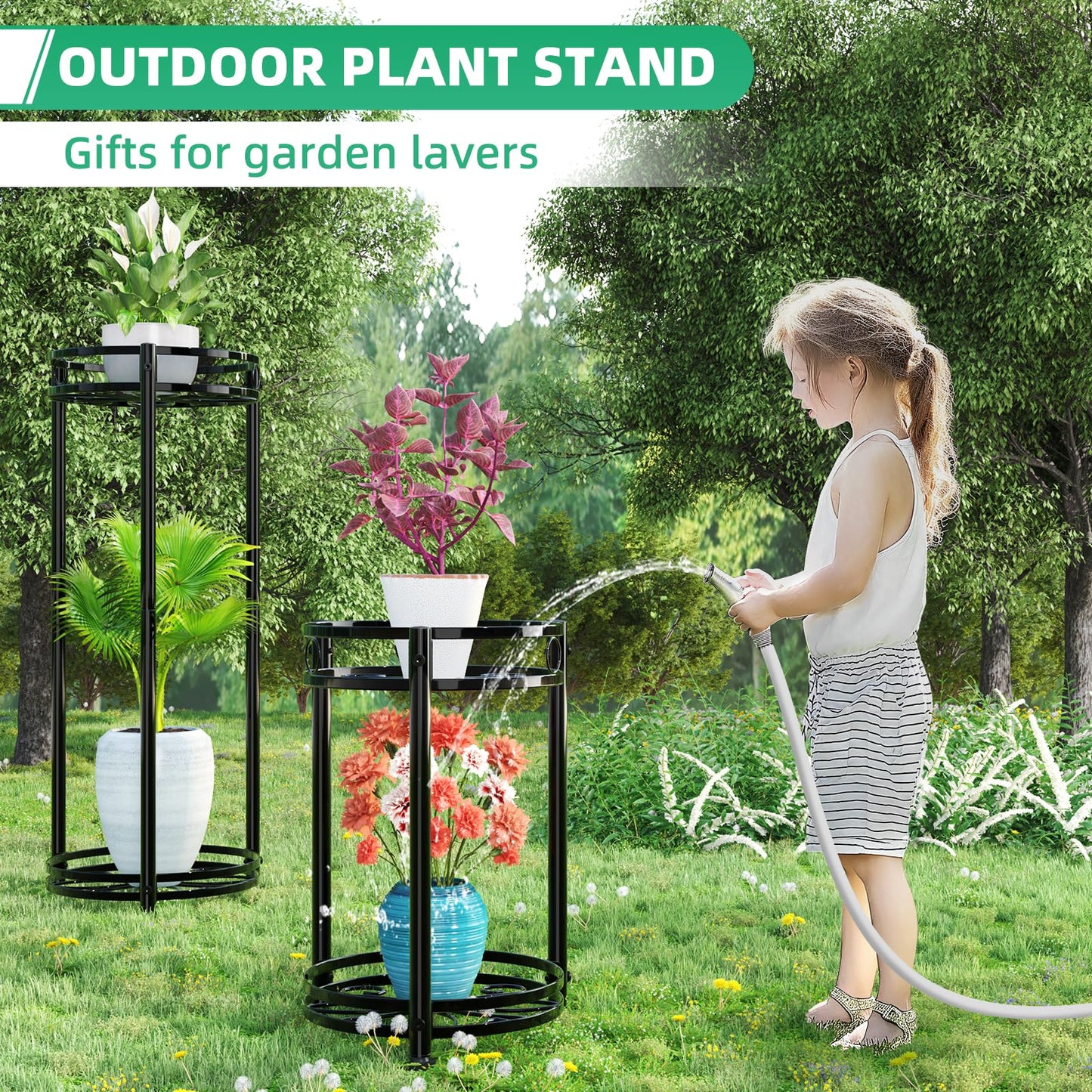 Simple Trending Plant Stand Outdoor Indoor 3 Tier Metal Waterproof Plant Shelf for Living Room Balcony Garden