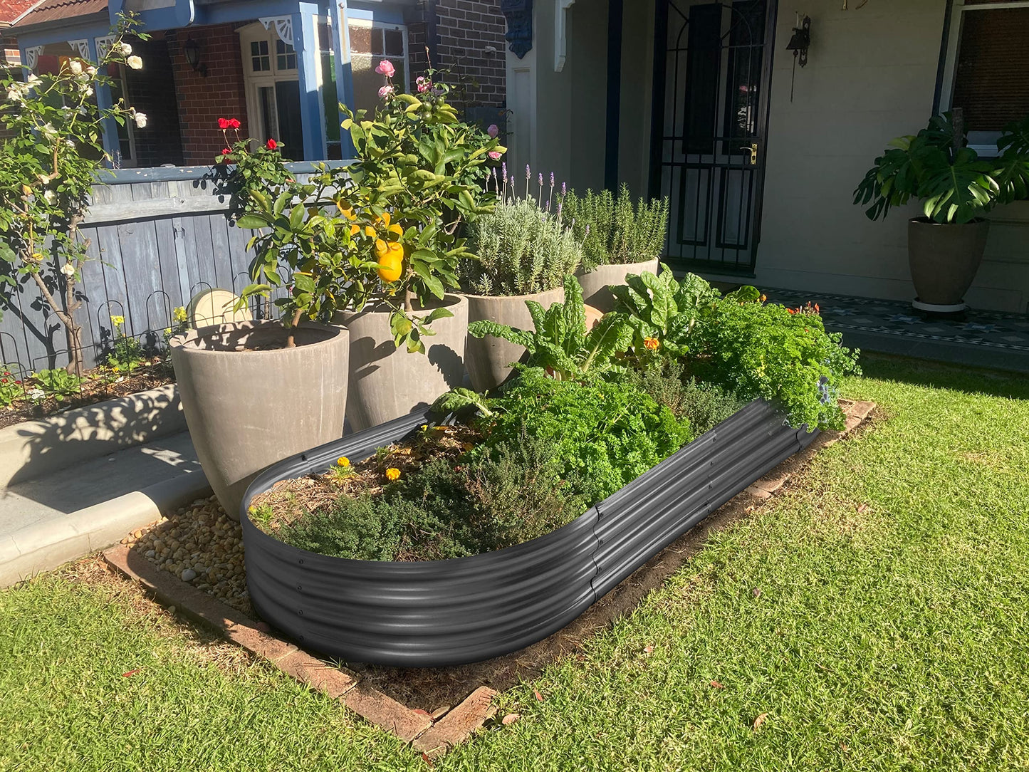 Land Guard Galvanized Raised Garden Bed Kit, Galvanized Planter Garden Boxes Outdoor, Oval Large Metal Raised Garden Beds for Vegetables…………