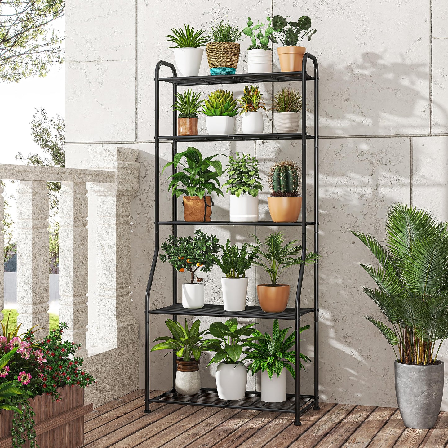 Simple Trending Plant Stand Outdoor Indoor 3 Tier Metal Waterproof Plant Shelf for Living Room Balcony Garden
