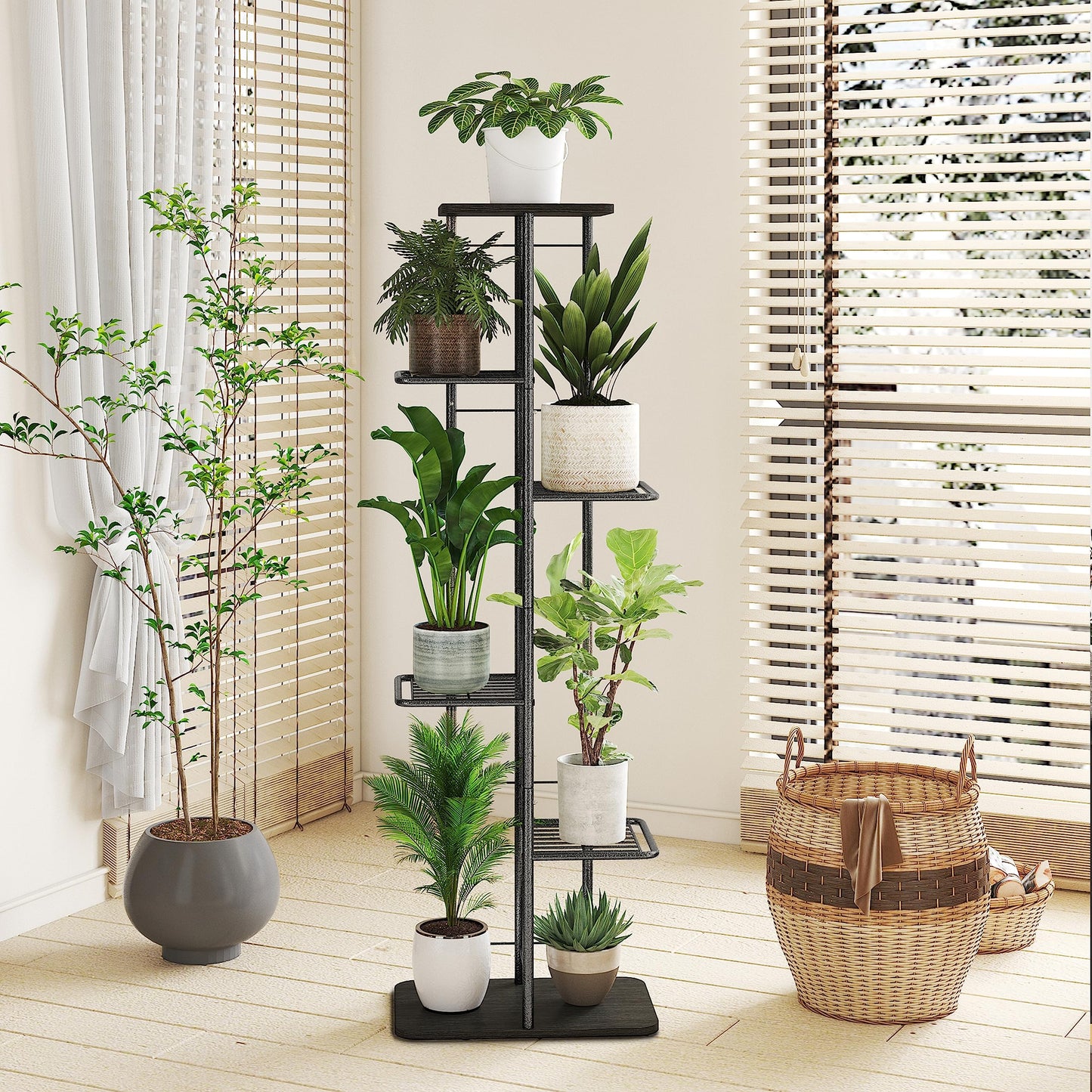 Simple Trending Plant Stand Outdoor Indoor 3 Tier Metal Waterproof Plant Shelf for Living Room Balcony Garden